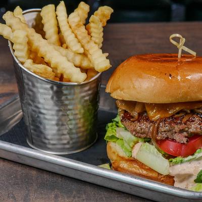 Freddy Burger with fries.