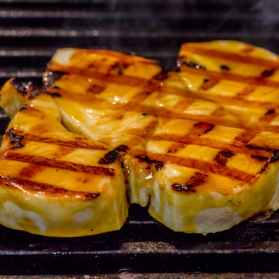 Fish with oil on the grill