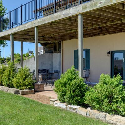 Exterior, outdoor seating area.