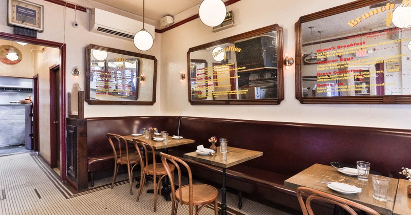 Interior, banquette seating, dining tables and chairs