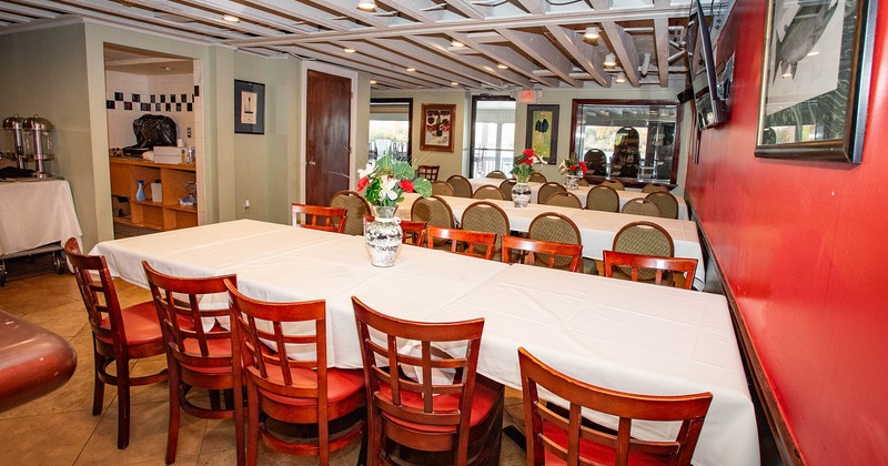 Long tables with white cloth