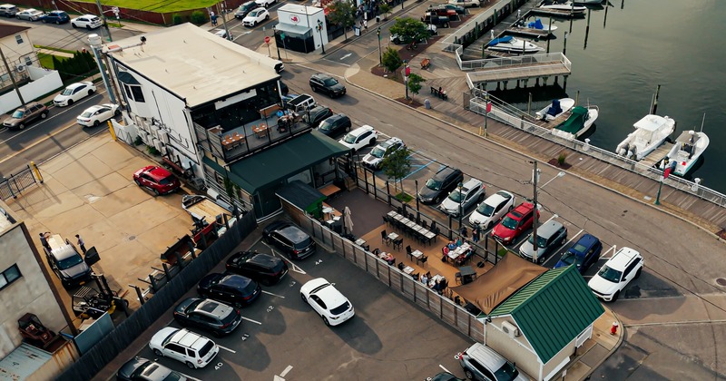 Aerial view to restaurant and parking