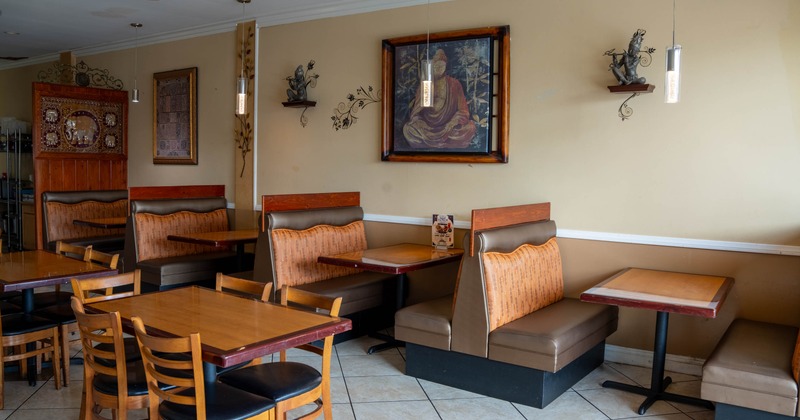 Interior, tables and dining booths