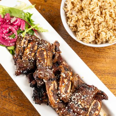 Kalbi Short Ribs and rice.
