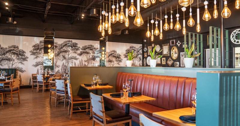 Interior, bench seats, chairs and tables