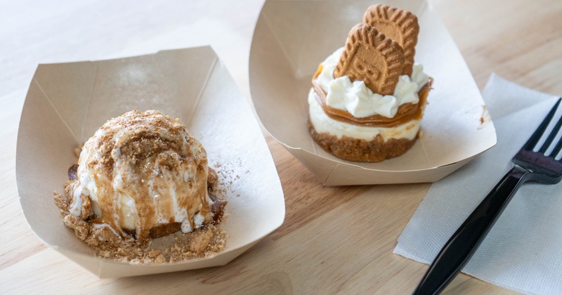 Cinnamon Toast Crunch served alongside Biscoff Cokie Butter cheesecake