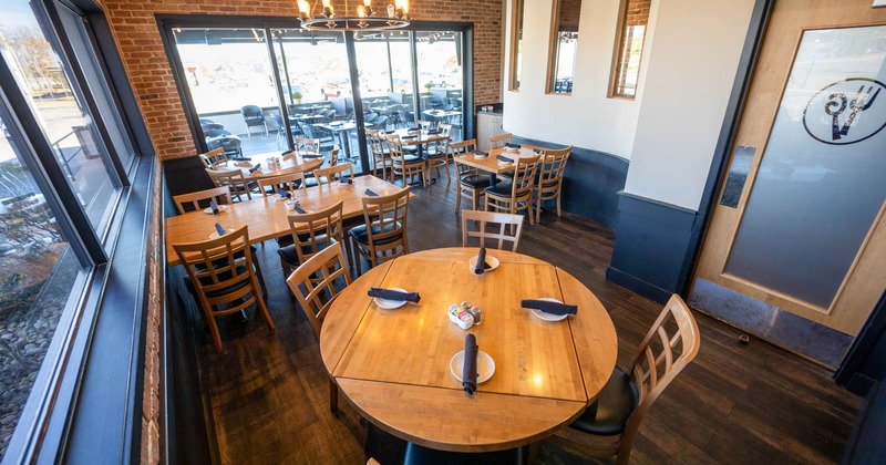 Interior, dining area, tables and chairs
