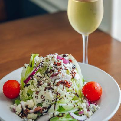 The wedge salad and white wine.