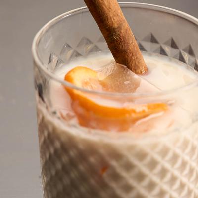 White Russian cocktail in the glass.