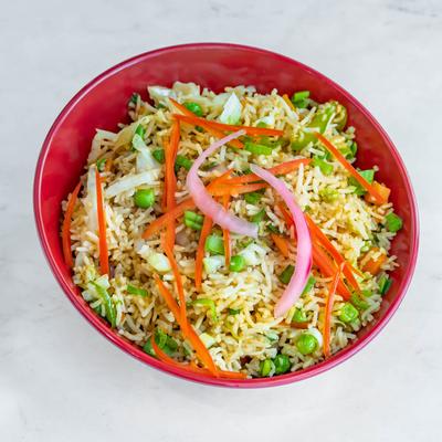 Pan fried rice with veggies.