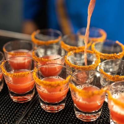 Bartender preparing shots