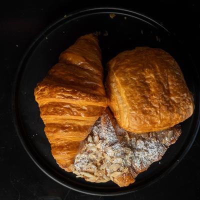 Served croissants on the table.