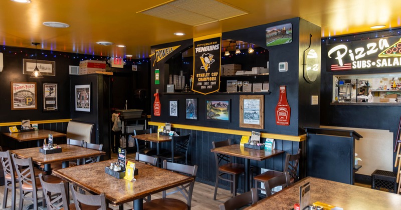 Interior, dining area, tables and chairs