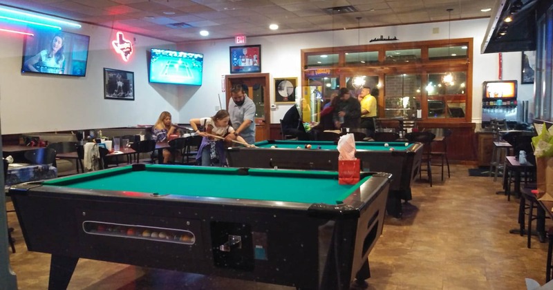 Interior, pool tables