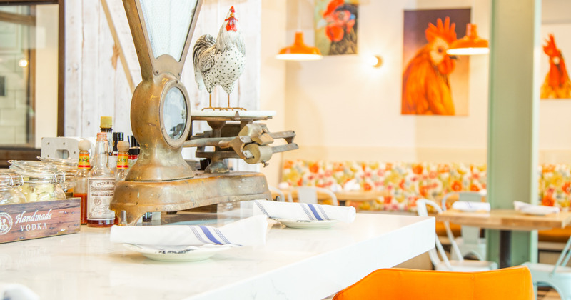 Bar counter with plates and cutlery