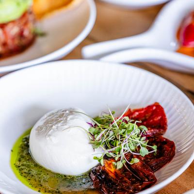 Burrata and other meals.