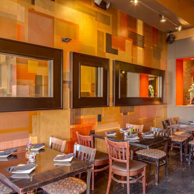 Dining area, tables ready for guests.