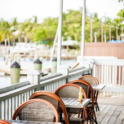 Patio tables and chairs.