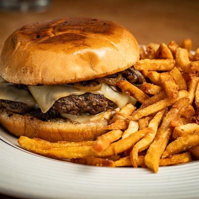 Cheeseburger and fries.