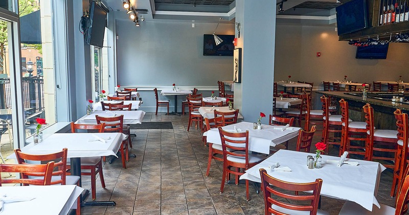 Diner area, tables and chairs