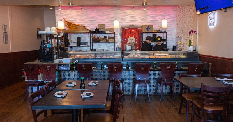 Interior, bar area and dining area