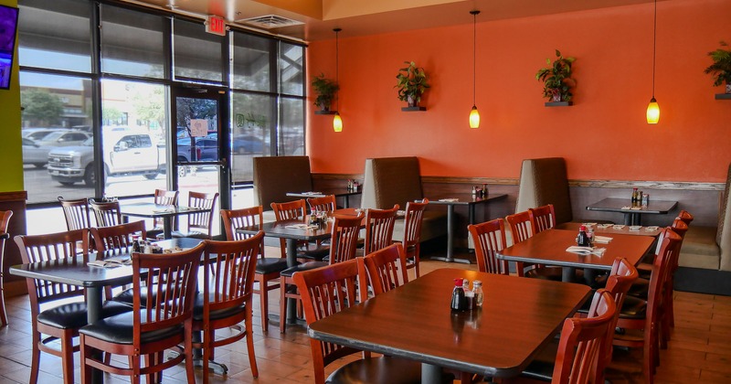 Diner tables, chairs, booths