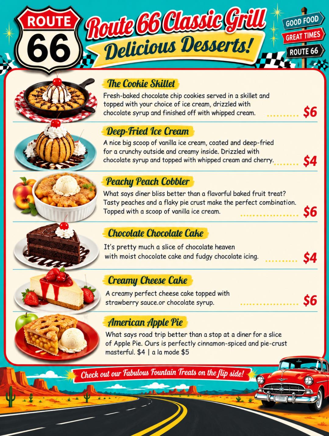 Stop by for dessert at Route 66 Classic Grill.