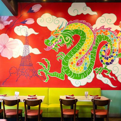 Mural art in the dining area.