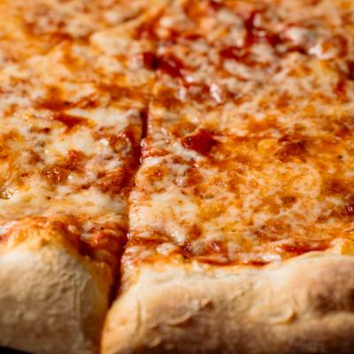 Cheese pizza, closeup.