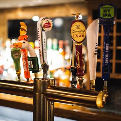 Beer dispensary handles with various brands