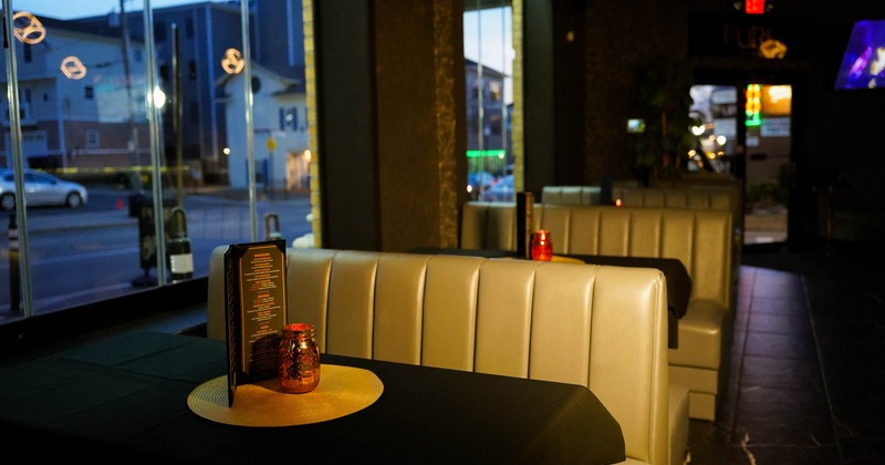 Interior, dining booths