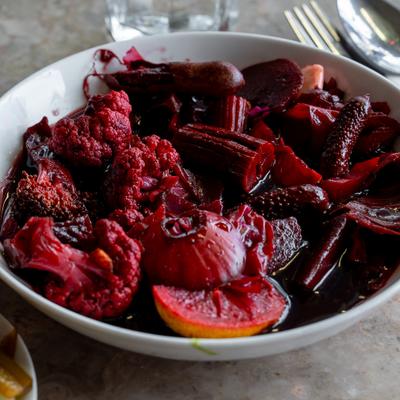 Pickled beet and vegetable salad.