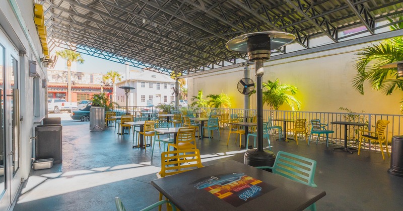 Exterior, tables ready for guests