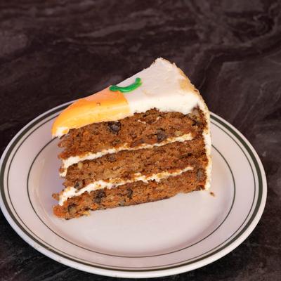 A slice of carrot cake.
