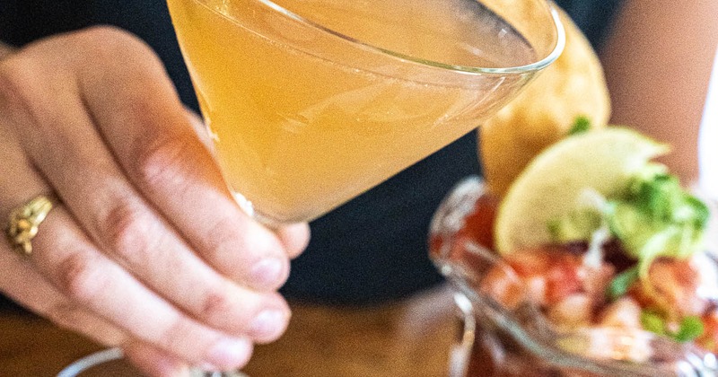Interior, dining area with taxidermized deer on the wall