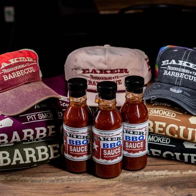 Eaker BBQ merchandise, headwear, apparel and sauces