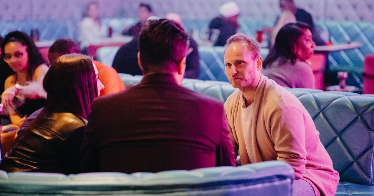 Seating booths with vivid lighting