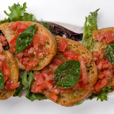 Bruschetta, top view.