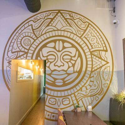 Interior, golden wall decoration