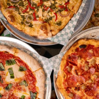 Various pizzas.