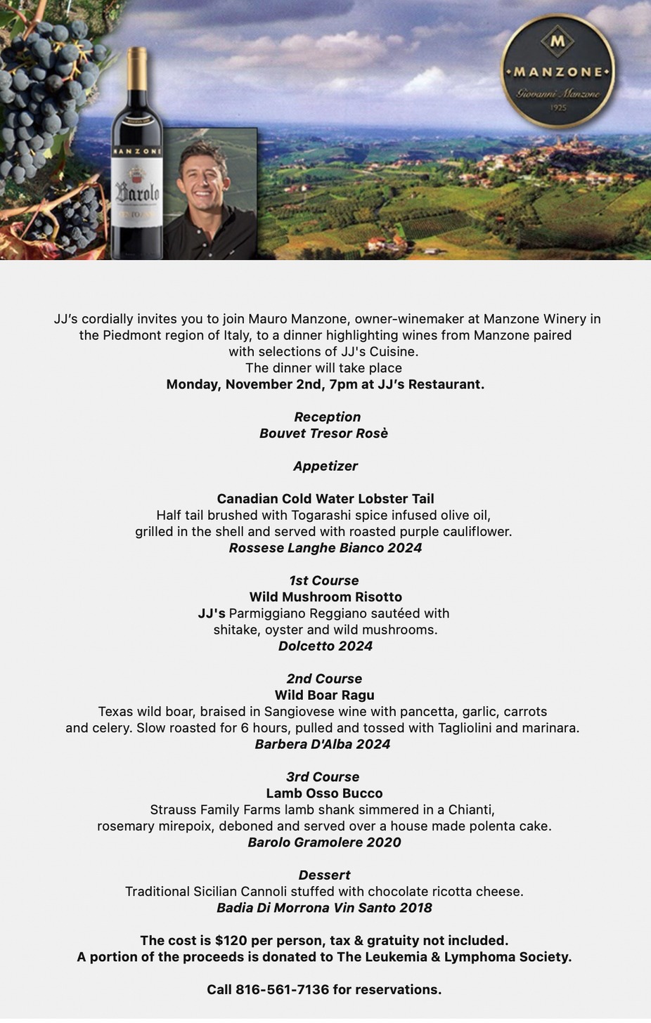 Manzone Winery Dinner & Tasting event photo