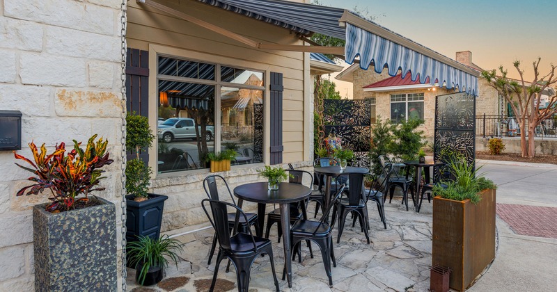 Exterior, patio tables and chairs