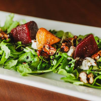 Warm Beet and Baby Arugula Salad.