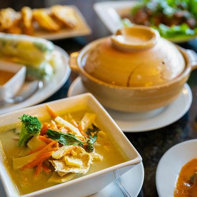 Various served meals.