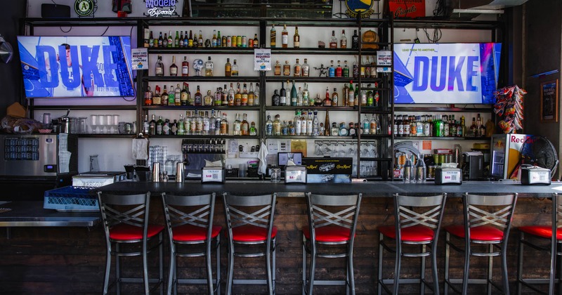 Interior, a bar with a bar stools