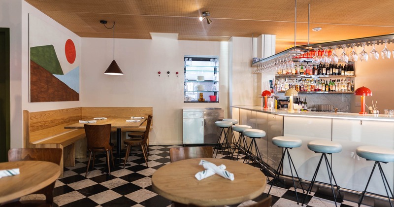 Interior, bar and dining area