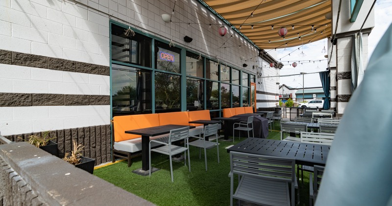 Covered seating area outside