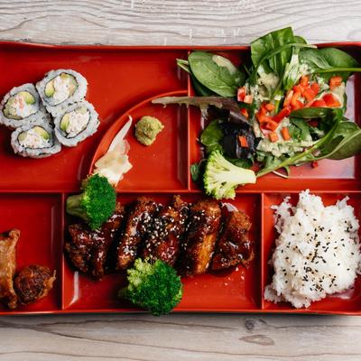Katsu Bento Box, top view.