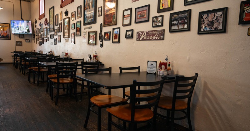 Interior, guest tables, chairs