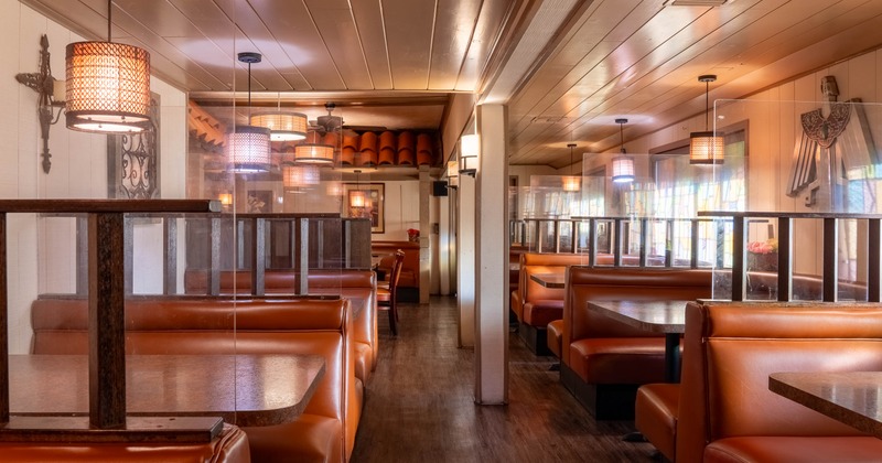 Interior, dining area with restaurant booths
